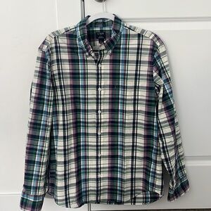 Slim Untucked Button-Down Long Sleeve Cotton Shirt